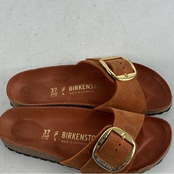 Birkenstock Madrid Slide Sandals with Gold Big Buckles - Picture 3 of 7